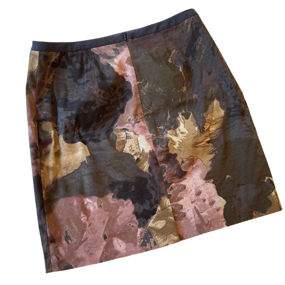 Ann Taylor Loft floral pencil skirt petite 6P 265911 70043 purple cream brown